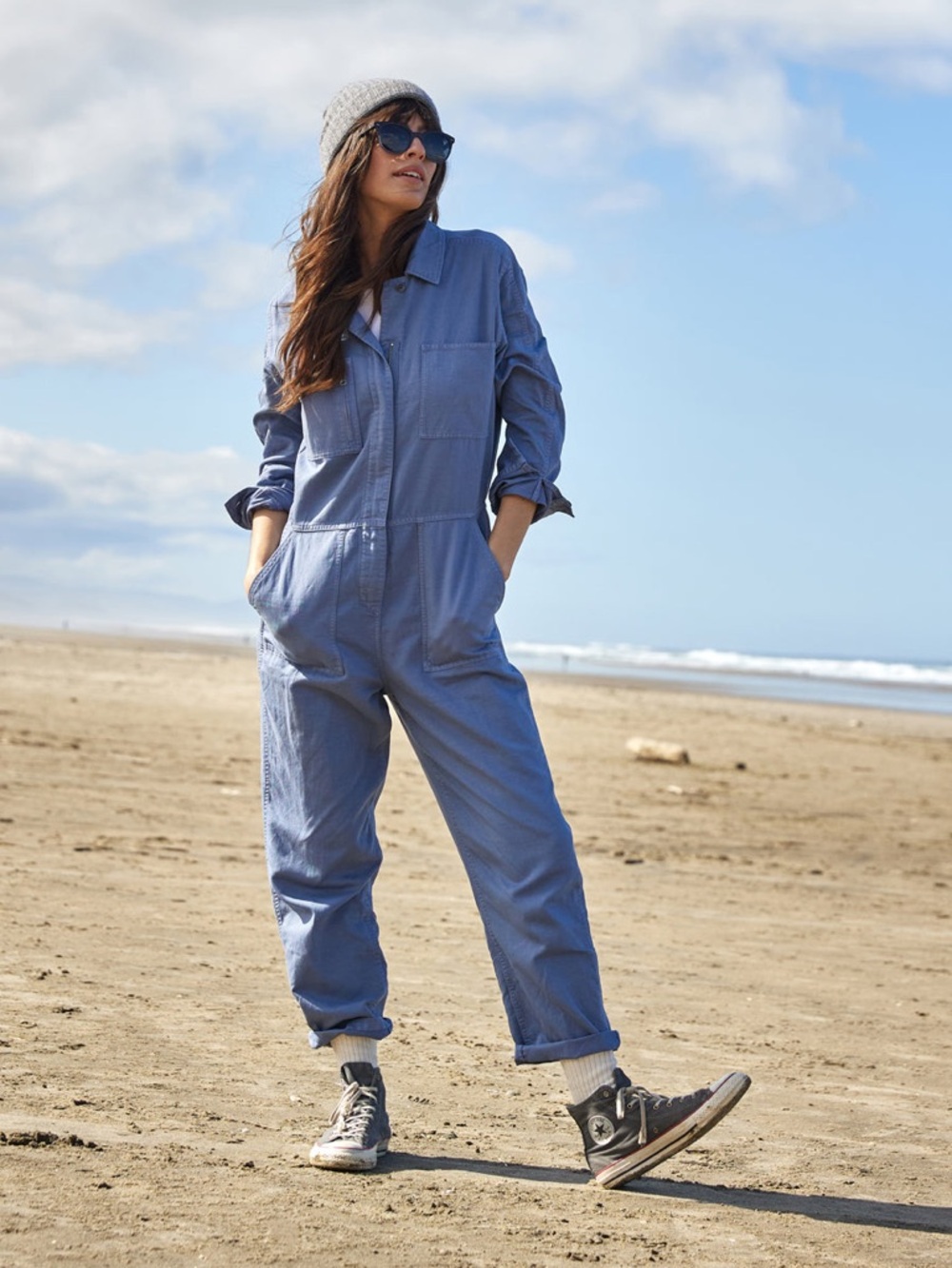 NWT Outerknown Station French Blue Women's Utility Jumpsuit Small